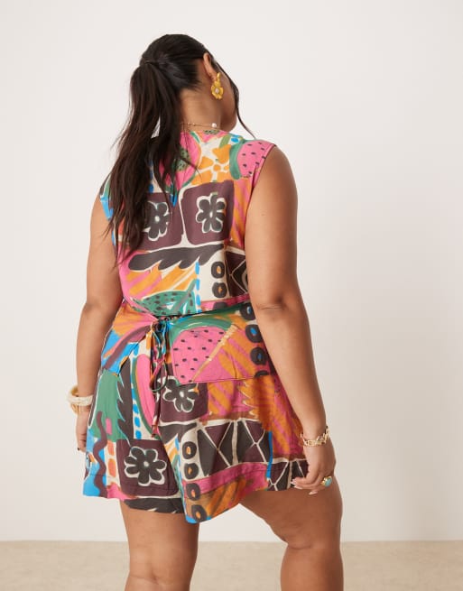 ASOS DESIGN Curve pull-on shorts in carnival print - part of a set