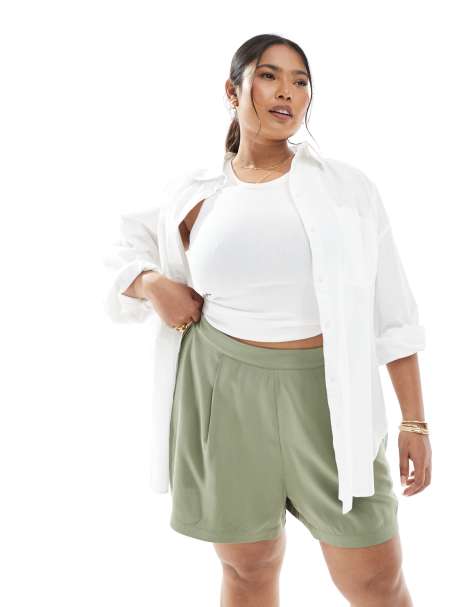 ASOS DESIGN Curve pull on shorts in olive - view 1