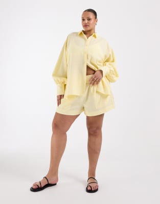 Asos Curve Asos Design Curve Pull On Shorts In Yellow