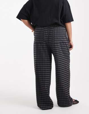 Asos Design Curve Pull On Tie Waist Barrel Leg Pants In Multi