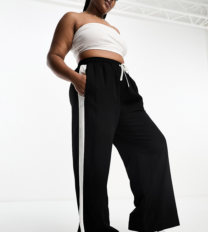 ASOS DESIGN Curve pull on trouser with contrast panel in black