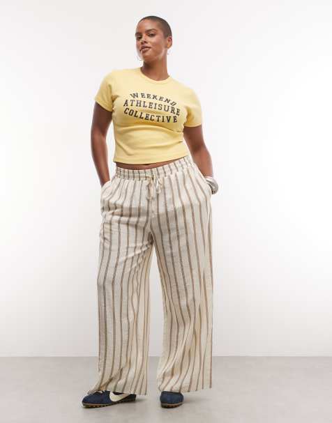 ASOS DESIGN Curve pull on trousers in stripe - view 1