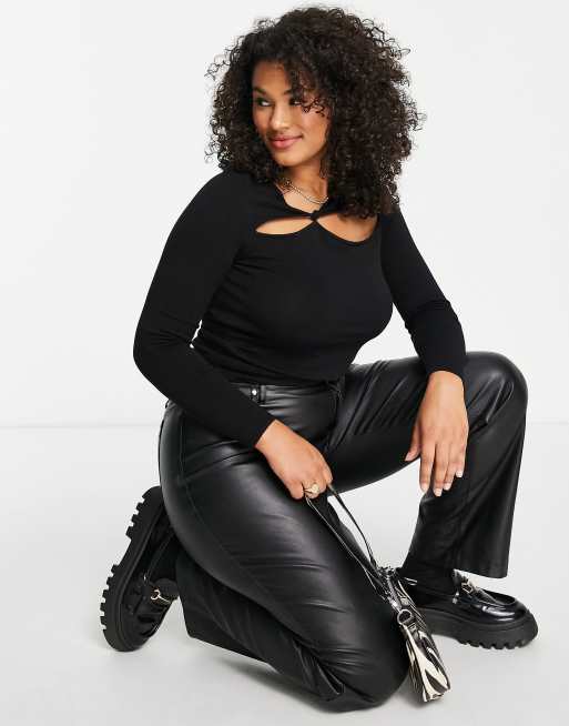 ASOS DESIGN Curve – Pullover in Schwarz mit Zierausschnitt und Knotendetail vorne, 2 von 4