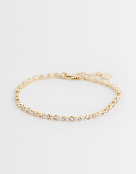 ASOS DESIGN Curve - Pulsera dorada estilo tenista con detalle de circonitas y bolsa de regalo - view 1