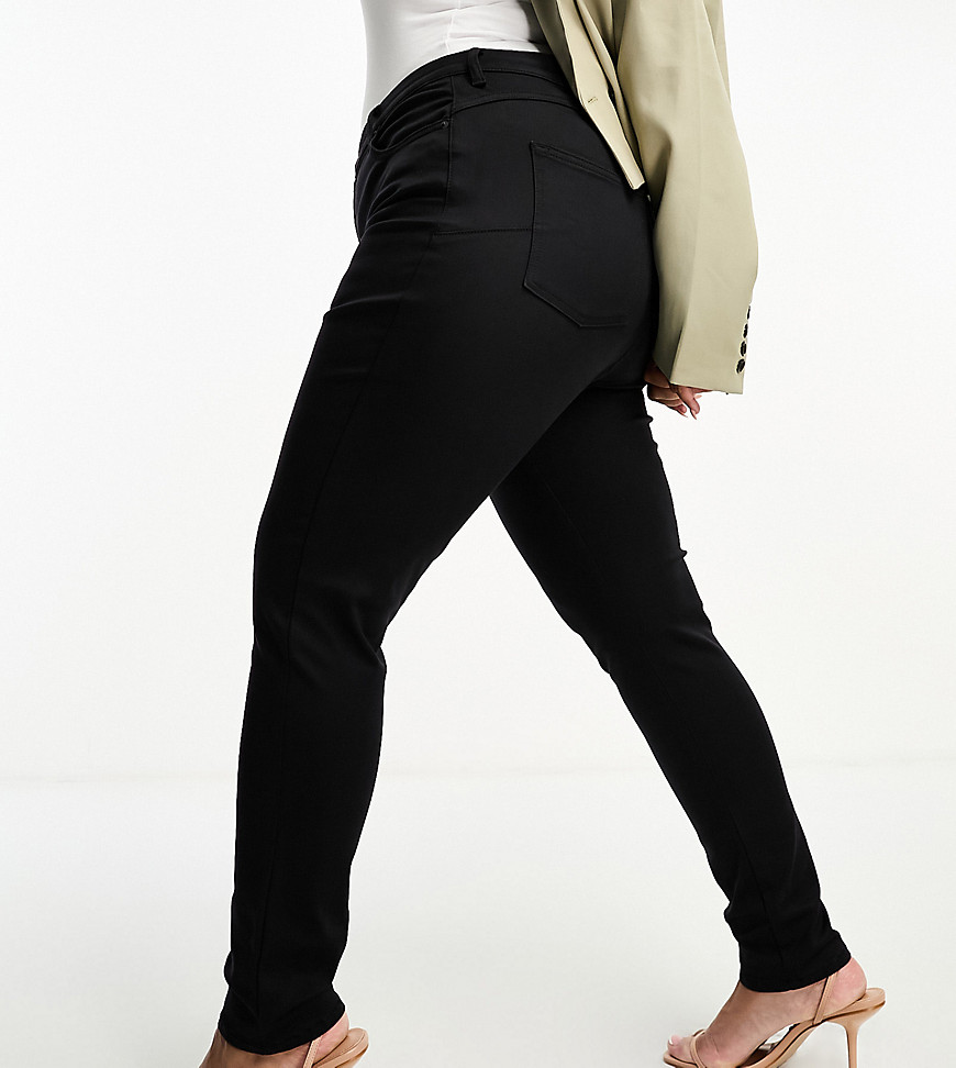 ASOS DESIGN Curve push up skinny jeans in black - BLACK