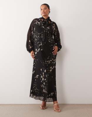 Asos Curve Asos Design Curve Pussybow Maxi Dress In Multi