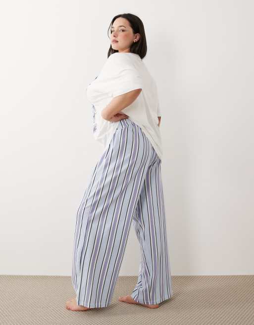 ASOS DESIGN Curve – Pyjamas med vida byxor och t-shirt i oversized fit med "Weekend Self Care"-tryck, 5 av 5