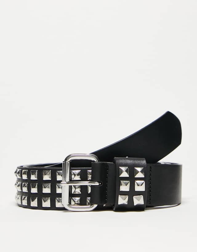 ASOS DESIGN Curve pyramid studding belt