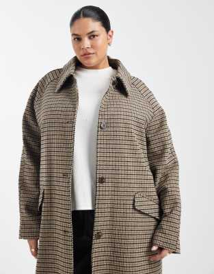 Asos Curve Asos Design Curve Quilt Lined Mid Length Coat In Multi