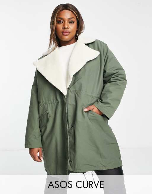 Vero Moda longline padded coat with oversized pockets in deep green