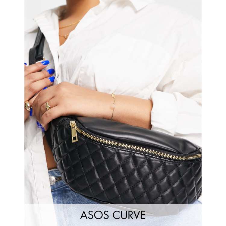 ASOS DESIGN Curve quilted chain detail bum bag in black