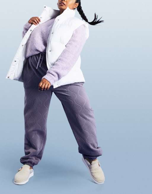 ASOS DESIGN Curve quilted fleece sweatpants in dusty lilac