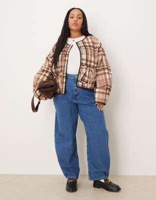 Asos Curve Asos Design Curve Quilted Jacket With Bow Pocket Detail In Multi