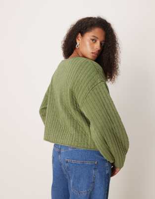 Asos Curve Asos Design Curve Quilted Jacket With Bow Pocket Detail In Green