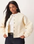 [ASOS Curve] ASOS DESIGN Curve quilted jacket with cocoon sleeve in washed cream-White XL Washed cream