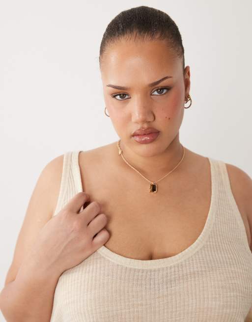 ASOS DESIGN Curve - Racerhemdje met textuur in stone, 3 van 4