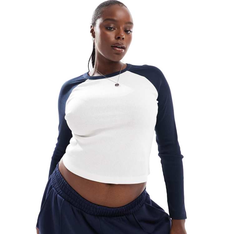 トップス REAR VIEW RAGLAN LONGSLEEVE NAVY / MULTI ASOS DESIGN