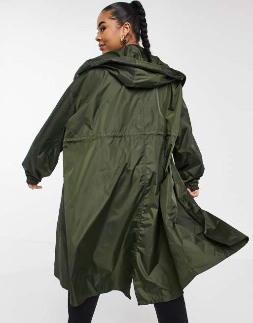 ASOS DESIGN Curve rain parka in khaki