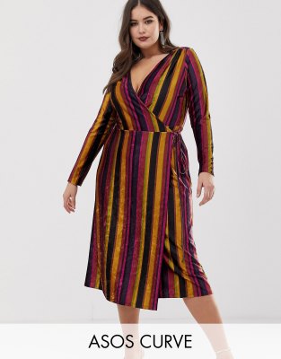 rainbow striped wrap dress