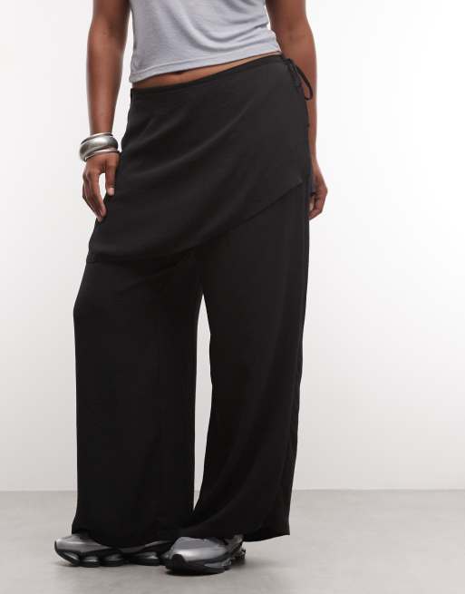 ASOS DESIGN Curve raka byxor med kjoldetalj i svart, 2 av 5
