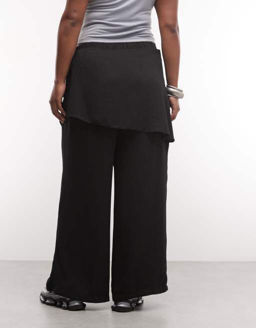 ASOS DESIGN Curve raka byxor med kjoldetalj i svart, 4 av 5