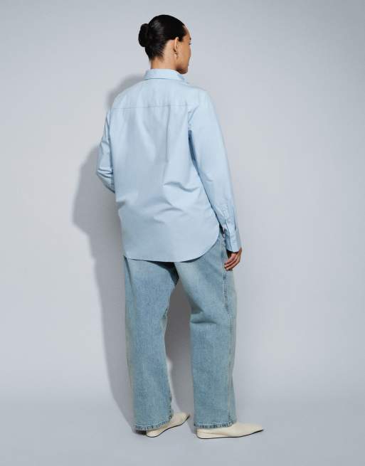 ASOS DESIGN Curve raka jeans med vida ben i ljusblå tvätt, 3 av 5
