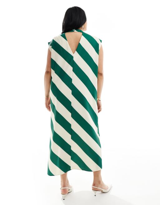 ASOS DESIGN Curve – Randig, rak klänning med hög krage, 3 av 4