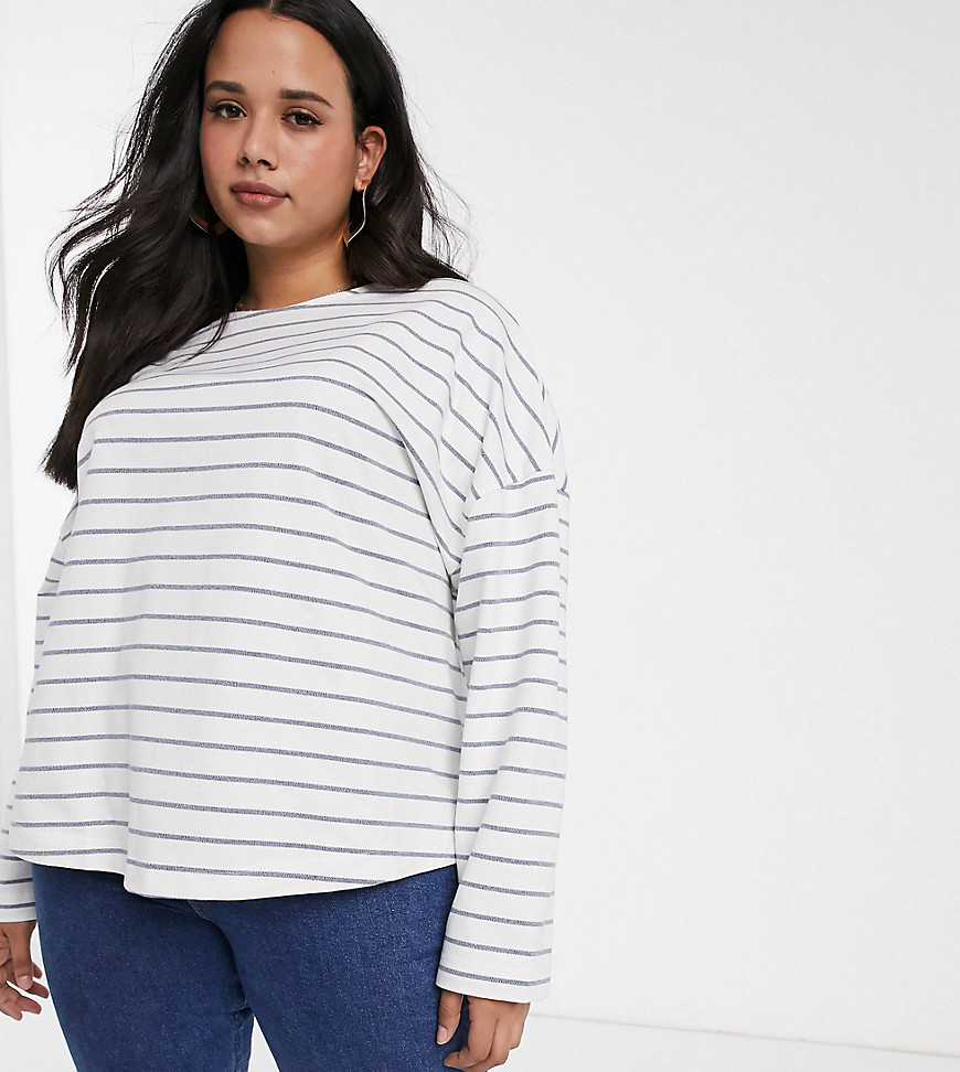 ASOS DESIGN Curve – Randig sweatshirt med boxig passform-Flerfärgad