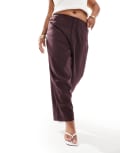 [ASOS DESIGN] ASOS DESIGN Curve raw edge pants in burgundy-Black 24 Burgundy