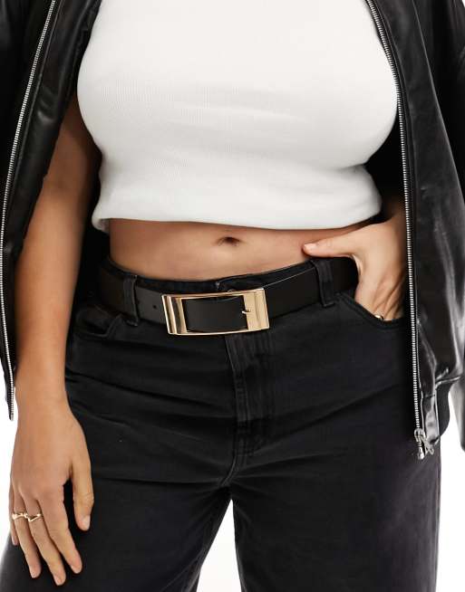 ASOS DESIGN CURVE rectangular buckle waist and hip jeans belt 