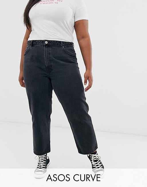 ASOS DESIGN Curve Recycled Florence authentic straight leg jeans in washed black