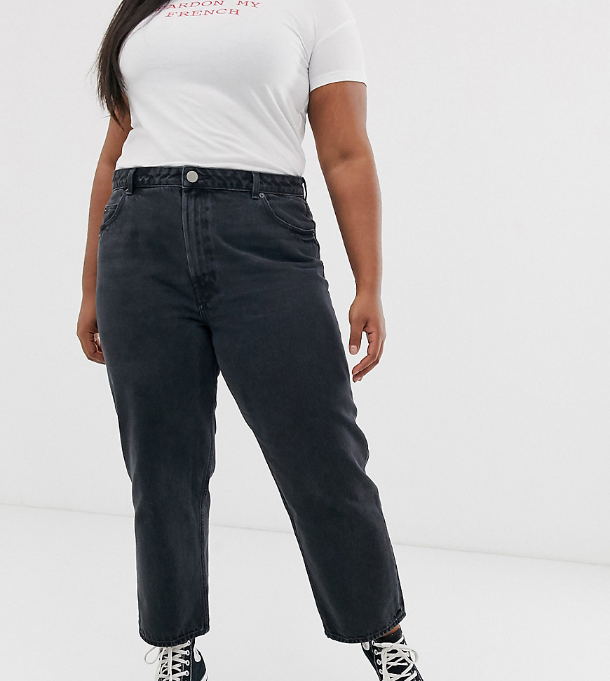 ASOS DESIGN – Curve – Recycled Florence authentic – Svarta jeans med raka ben