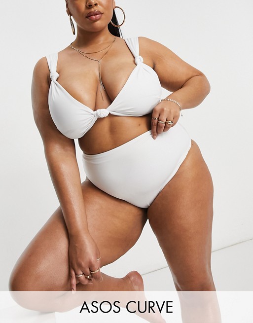 ASOS DESIGN Curve mix and match high waist bikini bottom in white