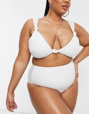 plus size white high waisted bikini