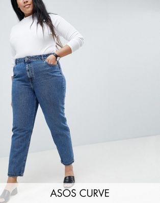 ASOS DESIGN Curve – Recycled Ritson – Styva, vintage-blå, tvättade jeans i mom jeans-modell