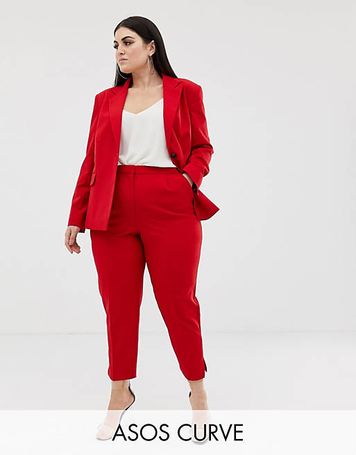 ASOS DESIGN Curve red suit slim trousers