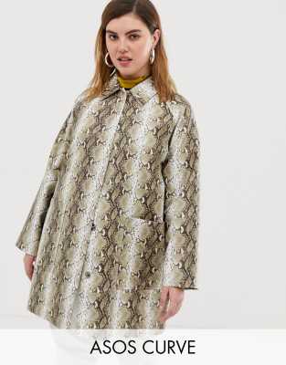 ASOS DESIGN Curve - Trenchcoat in Schlangenoptik - Mehrfarbig