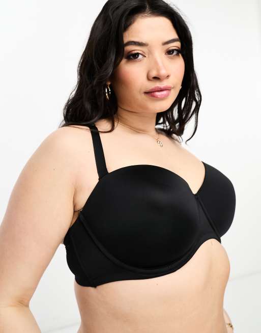 ASOS DESIGN Curve - Reggiseno multiposizione in microfibra sagomato nero senza spalline