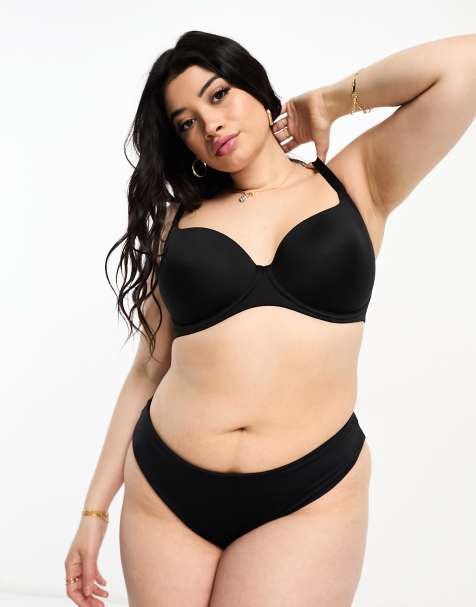 ASOS DESIGN Curve - Reggiseno T-shirt bra in microfibra preformato nero - view 1