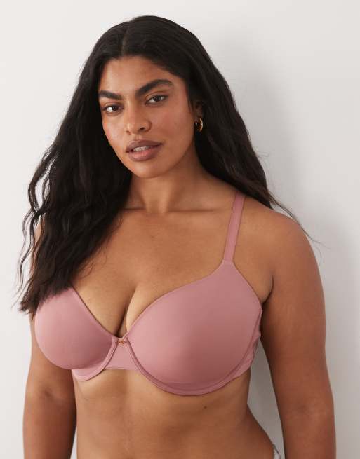 ASOS DESIGN Curve - Reggiseno T-shirt preformato color visone con charm