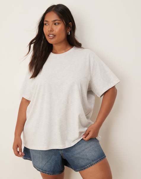 ASOS DESIGN Curve regular fit t-shirt in ice heather - view 1