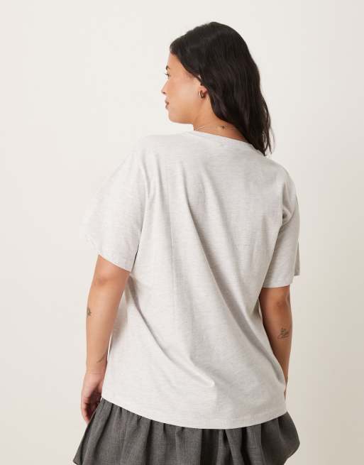 ASOS DESIGN Curve regular fit t-shirt with Amsterdam tulip graphic in ice marl, 2 of 4