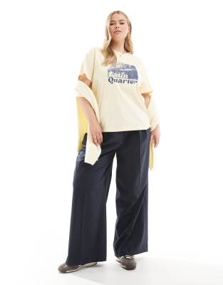Asos Curve Asos Design Curve Regular Fit T-shirt With Latin Quarter Graphic In Yellow