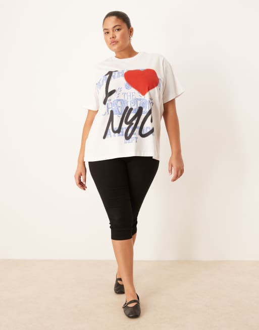 ASOS DESIGN Curve regular fit T-shirt with NYC graphic in white