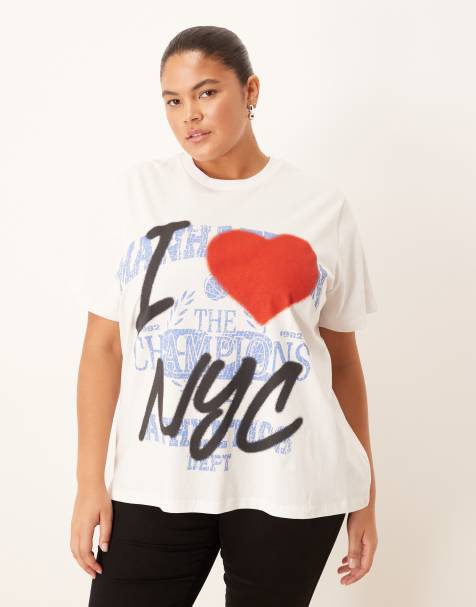 ASOS DESIGN Curve regular fit t-shirt with NYC graphic on white - view 1