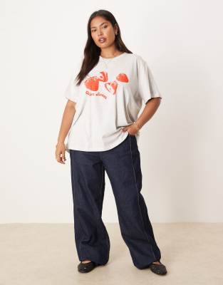 Asos Curve Asos Design Curve Regular Fit T-shirt With Strawberry Graphic