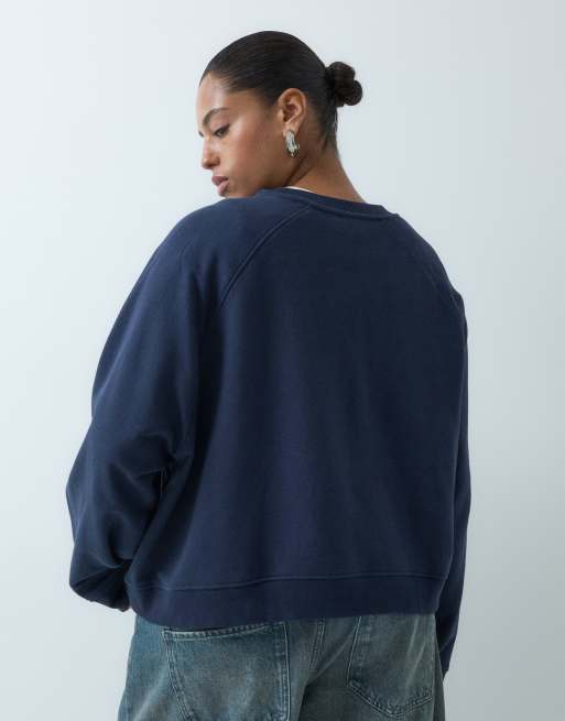 ASOS DESIGN Curve regular sweat med raglanärmar i navy, 5 av 5