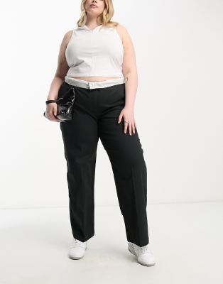 ASOS Curve ASOS DESIGN Curve relaxed boyfriend trouser in black