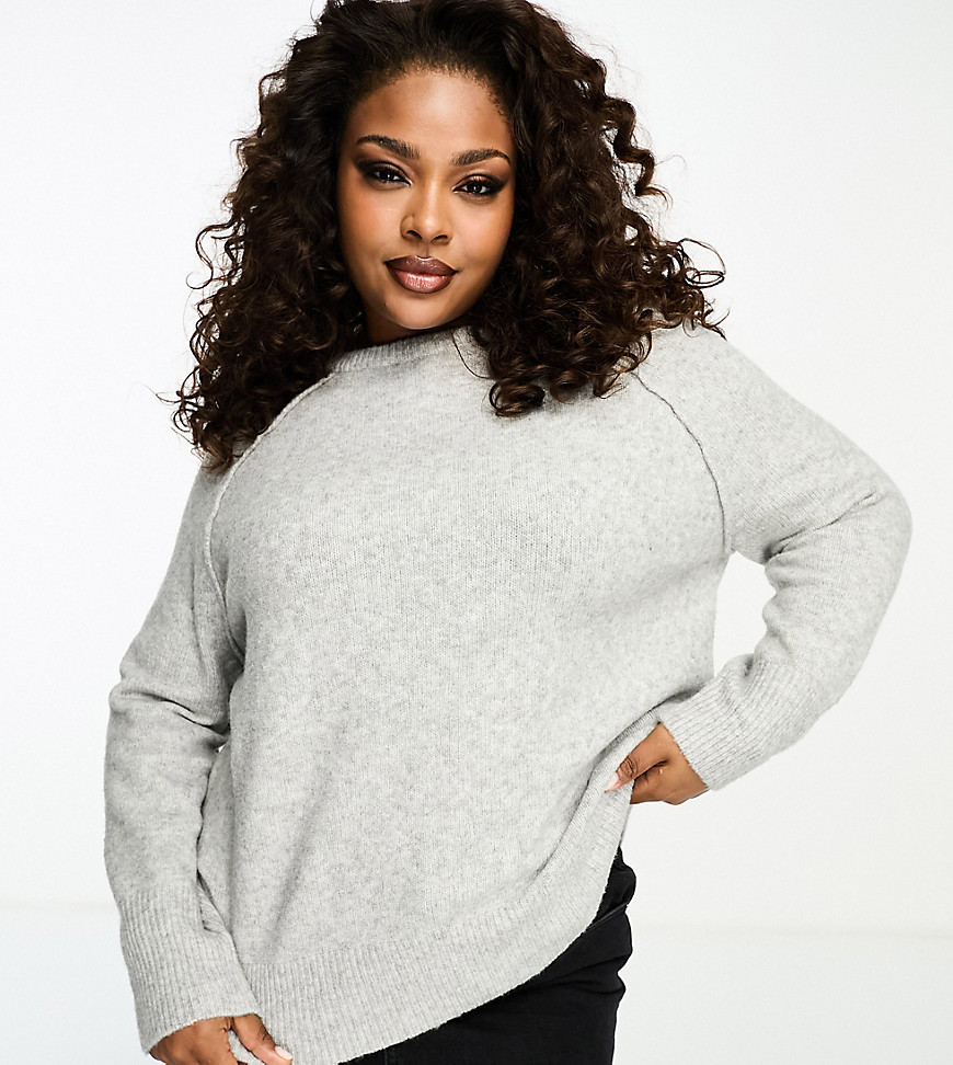 ASOS DESIGN Curve relaxed crew neck sweater in gray