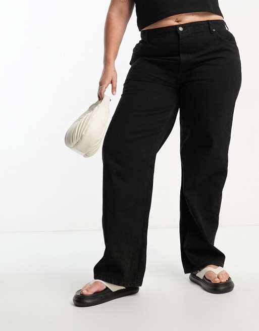 ASOS DESIGN Curve relaxed dad jeans in washed black
